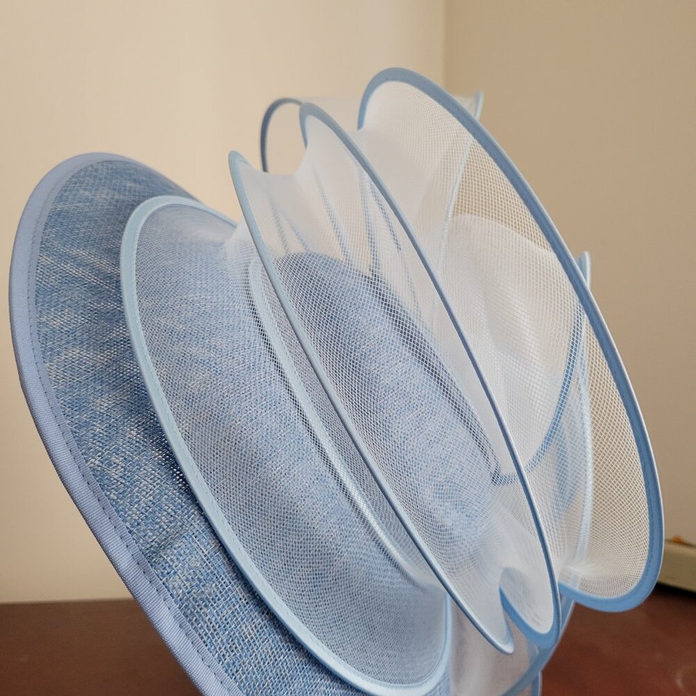 Paris Hand-Made Large Brim Ruffle Organza Hat | Elegant Royal Derby Wedding Hat - Picture 10 of 13